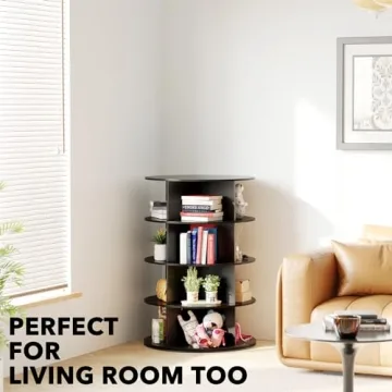 SpaceAid 4 Tier Rotating Shoe Rack Tower with Lazy Susan