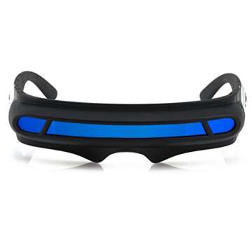 FLAWLESS EYEWEAR Futuristic Space Alien Costume Party Cyclops Shield Colored Mirror Mono Lens Wrap S...