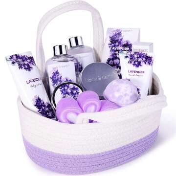 Lavender Bath Gift Basket for Women - 11 Pieces