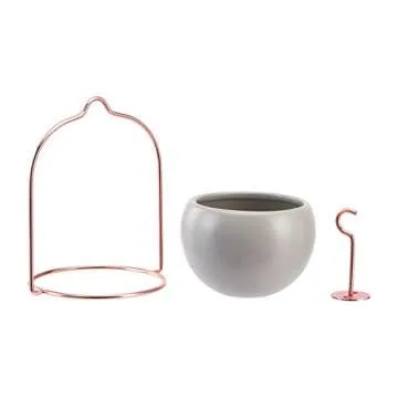 Amazon Basics Hanging Planter, Round - Grey/Copper (2-Pack)