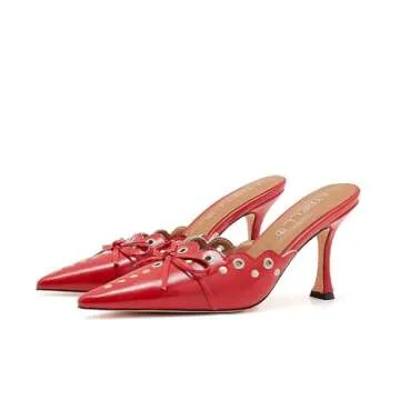 ATBELL Bow Tie Heeled Mules - Chic Studded Kitten Heels for Women