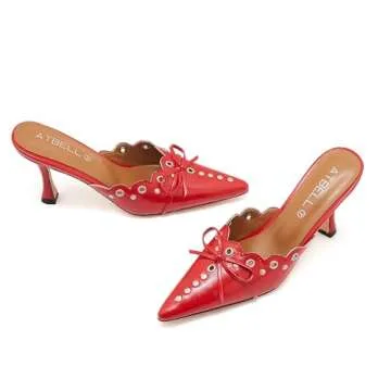 ATBELL Stylish Bow Tie Heeled Mules for Women