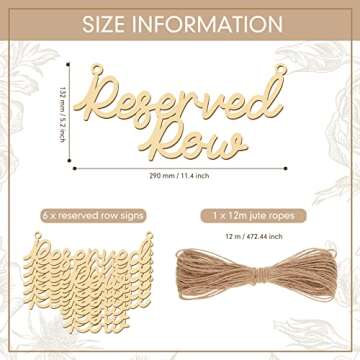 Yulejo 6 Pieces Wooden Reserved Row Signs for Wedding Chairs Decorations