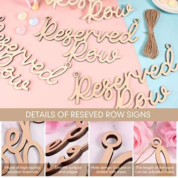 Yulejo 6 Wooden Reserved Row Signs for Weddings