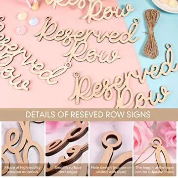 Yulejo 6 Wooden Reserved Row Signs for Weddings