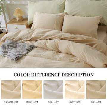 NEXHOME PRO Duvet Cover Set 100% Washed Cotton Full Size Linen Feel Textured Organic Natural 3 Piece...