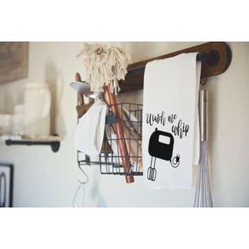 Handmade Funny Kitchen Towel - Kitchen Puns Funny Hand Towel for Baker, Watch Me Whip - 28x28 Inch Perfect for Chef Housewarming Christmas Mother’s Day Birthday Gift (Watch me Whip)