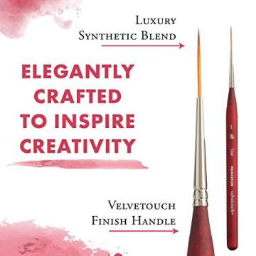 Princeton Velvetouch Mini Liner Brush, Synthetic, Short Handle, Size 1, 1 Count