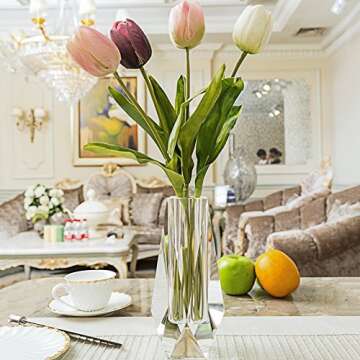 Donoucls Crystal Small Bud Flower Vase Christmas Decorations for Home, Wedding Vase or Gift - Clear With Gift Box