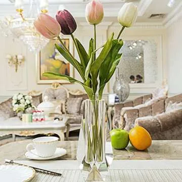 Donoucls Crystal Small Bud Flower Vase Christmas Decorations for Home, Wedding Vase or Gift - Clear With Gift Box