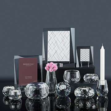 Donoucls Crystal Small Bud Flower Vase Christmas Decorations for Home, Wedding Vase or Gift - Clear With Gift Box