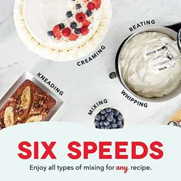 Dash Stand Mixer: 6 Speed Electric Mixer with Bowl