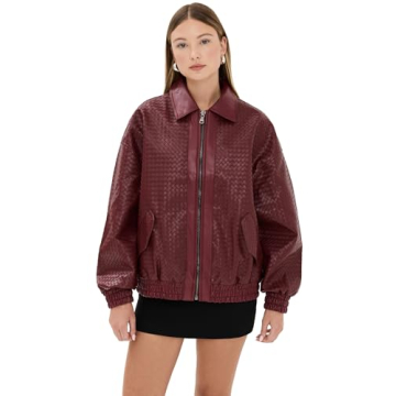 Lioness Women's Kenny Bomber Jacket – Stylish Transition Outerwear in Burgundy