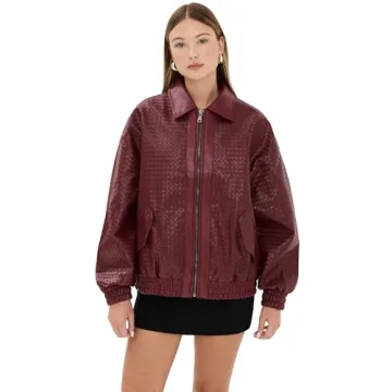 Lioness Women's Kenny Bomber Jacket – Stylish Transition Outerwear in Burgundy
