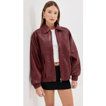 Lioness Women's Kenny Bomber Jacket - Stylish Burgundy Outerwear