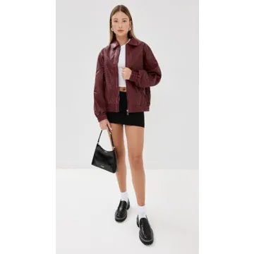 Lioness Women's Kenny Bomber Jacket - Stylish Burgundy Outerwear