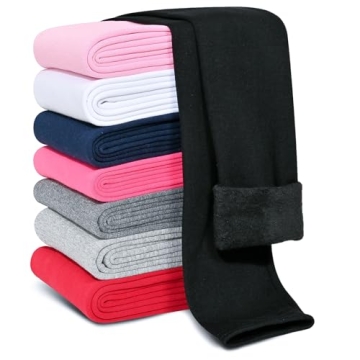 Kiiavoro Girls Fleece Lined Leggings - Warm Cotton Thermal Tights