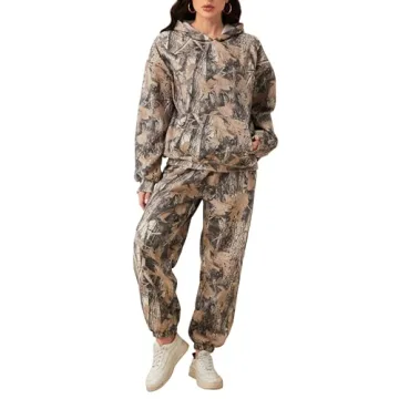 Eutten Women's Camo Sweatsuit - Comfortable & Stylish 2 Piece Set