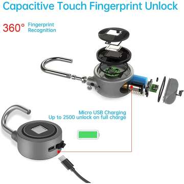 Bluetooth Fingerprint Padlock - Water Resistant & Smart