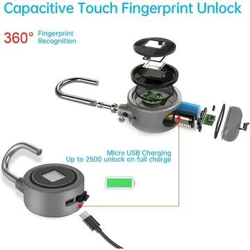 Bluetooth Fingerprint Padlock - Water Resistant & Smart