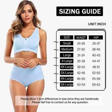 Molasus Women's Soft Cotton Underwear Briefs High Waisted Postpartum Panties Ladies Full Coverage Plus Size Underpants MultiColored,Size 8