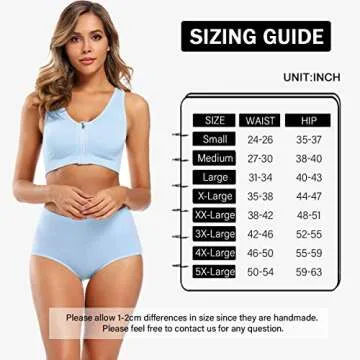 Molasus Women's Soft Cotton Underwear Briefs High Waisted Postpartum Panties Ladies Full Coverage Plus Size Underpants MultiColored,Size 8