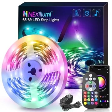Nexillumi 65.6ft RGB LED Strip Lights with Remote & APP Control