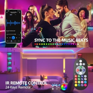 Nexillumi 65.6ft RGB LED Strip Lights with Remote & APP Control
