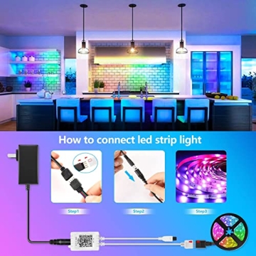 Nexillumi 65.6ft RGB LED Strip Lights with Remote & APP Control