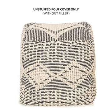 RedEarth Unstuffed Square Pouf Ottoman Cover 100% Cotton