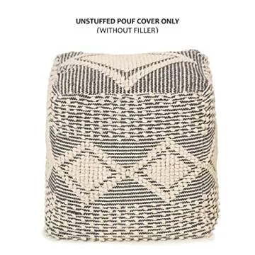 RedEarth Unstuffed Square Pouf Ottoman Cover 100% Cotton