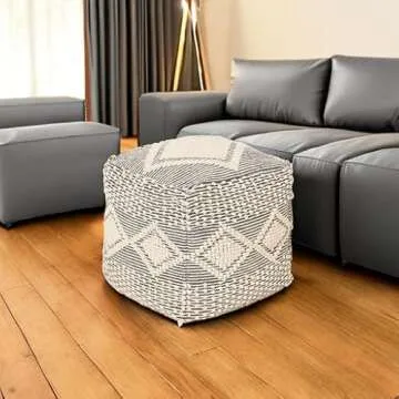 RedEarth Unstuffed Square Pouf Ottoman Cover 100% Cotton