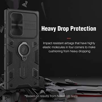 Nillkin CamShield Armor Samsung S22 Ultra Case with Kickstand & Camera Lens Cover, Shockproof Hard PC Back and Soft Silicone Bumper Hybrid Protective Cover for Galaxy S22 Ultra 6.8'' Black