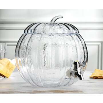 Glass Pumpkin Drink Beverage Dispenser/ HALLOWEEN Candy Bowl with Spigot
