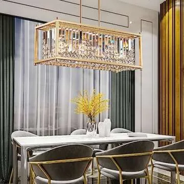 Q&S Gold Modern Chandelier - Luxury Crystal Lighting