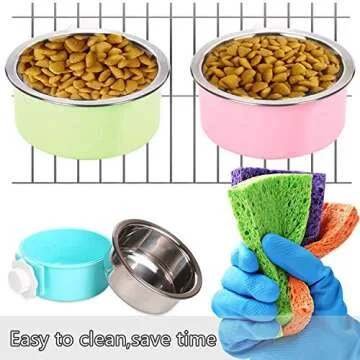YEIRVE 2-in-1 Crate Pet Bowls - Durable & Practical Feeding Solution