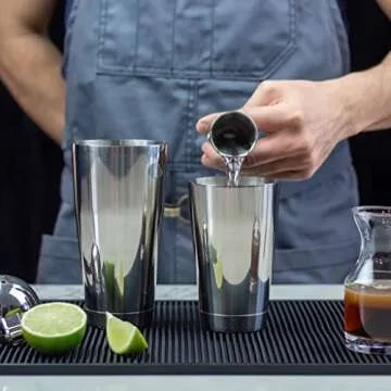 The Art of Craft Professional Cocktail Shaker Set Bartending Kit: Weighted Boston Shaker Tins, Hawthorne Strainer and Japanese Jigger