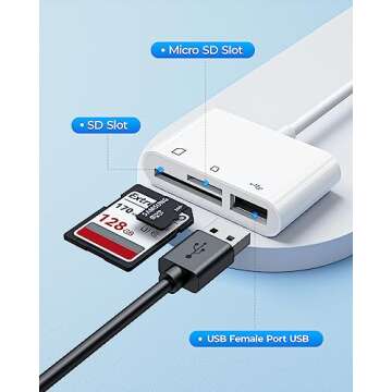 USB C to Micro SD TF Memory Card Reader, 3-in-1 USB C Card Read Compatible with iPad Pro, MacBook Pr...