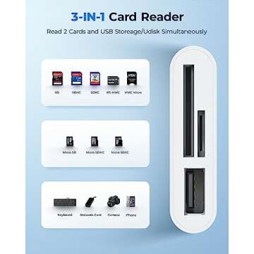 USB C to Micro SD TF Memory Card Reader, 3-in-1 USB C Card Read Compatible with iPad Pro, MacBook Pro/Air, Chromebook, USB Camera Card Reader Adapter for XPS, Galaxy S10/S9 and More USB C Devices