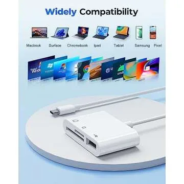 USB C to Micro SD TF Memory Card Reader, 3-in-1 USB C Card Read Compatible with iPad Pro, MacBook Pro/Air, Chromebook, USB Camera Card Reader Adapter for XPS, Galaxy S10/S9 and More USB C Devices