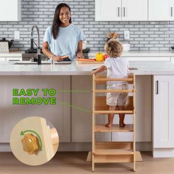 Toddler Standing Tower - Adjustable Height Toddler Kitchen Stool Helper - Ideal Kids Kitchen Step St...