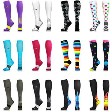 NEWZILL Medical Compression Socks for Women & Men Circulation 20-30 mmHg, Best for Running Athletic ...