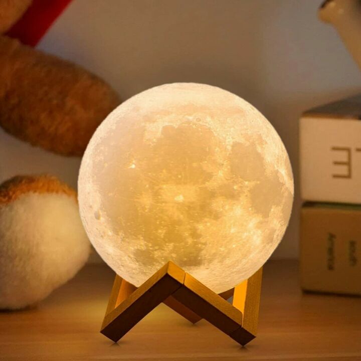 Upgraded 3D Moon Lamp with Remote & Wooden Base