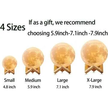 Upgraded 3D Moon Lamp with Remote & Wooden Base