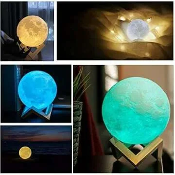 Upgraded 3D Moon Lamp with Remote & Wooden Base