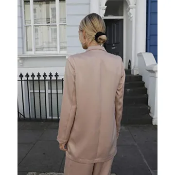 Stylish Beige Loose Double Breasted Blazer for Women