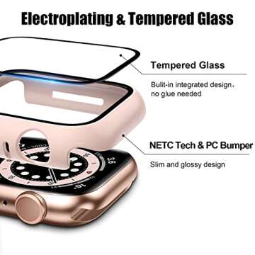 6 Pack for Apple Watch Series 3/2/1 38mm Case with Tempered Glass Screen Protector,JZK Slim Guard Bu...