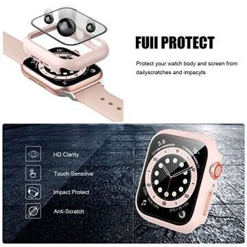 6 Pack for Apple Watch Series 3/2/1 38mm Case with Tempered Glass Screen Protector,JZK Slim Guard Bumper Full Coverage Hard PC Protective Cover HD Ultra-Thin Cover for iWatch 38mm Accessories