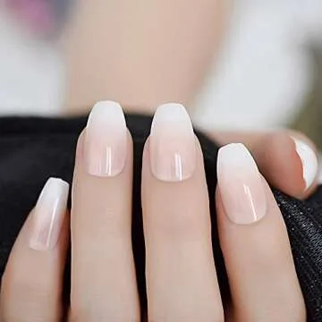 Ombre French Ballerina Fake Nail Gradeint Natural Coffin False Nails Wholesale Nails Supplier 24