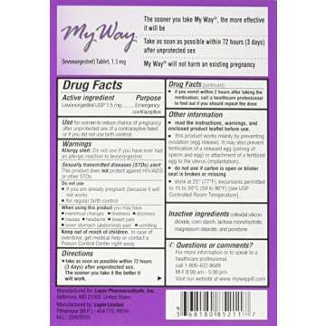 Gavis Pharmaceuticals My Way Emergency Contraceptive 1 Tablet - Reliable & Affordable